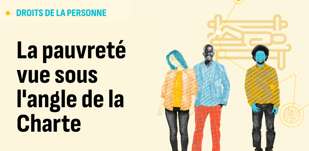 Image de la formation sur la pauvreté : trois personnages dessinés debout.
